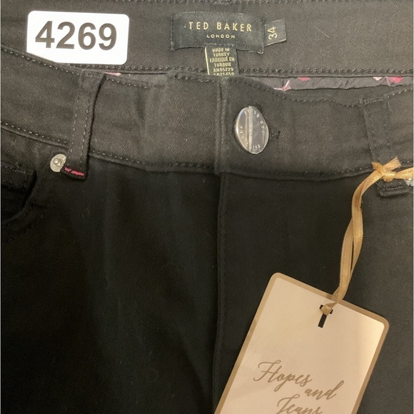 Ted Baker Alesiaa Black Skinny Jean size 34 lace hem - Picture 3 of 9